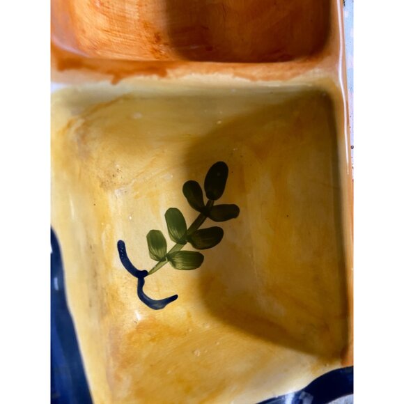 Toscana Casa Elite Divided Hand Painted Ceramic Tray Artisan Tuscan Floral - Picture 7 of 9